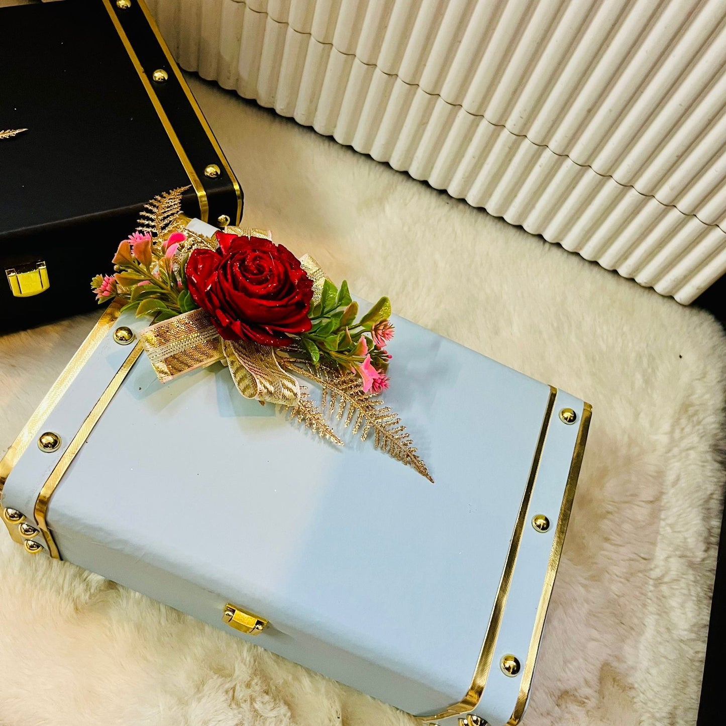 Flower Leather Vanity/ Trunk Box