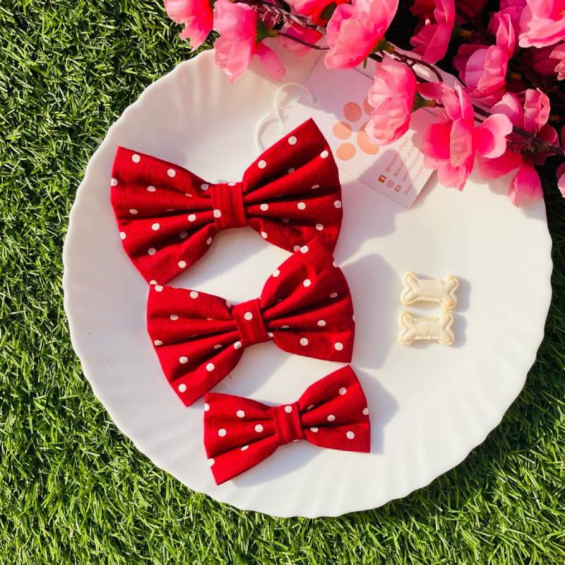 Red Polka Bow+Scrunchie