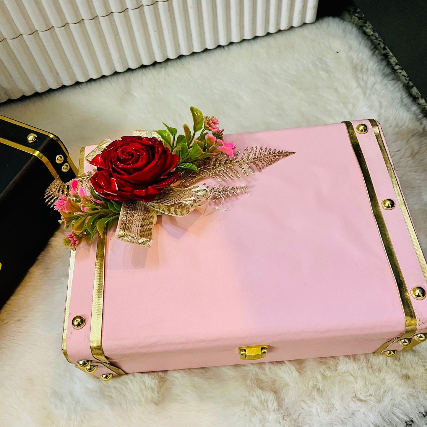 Flower Leather Vanity/ Trunk Box