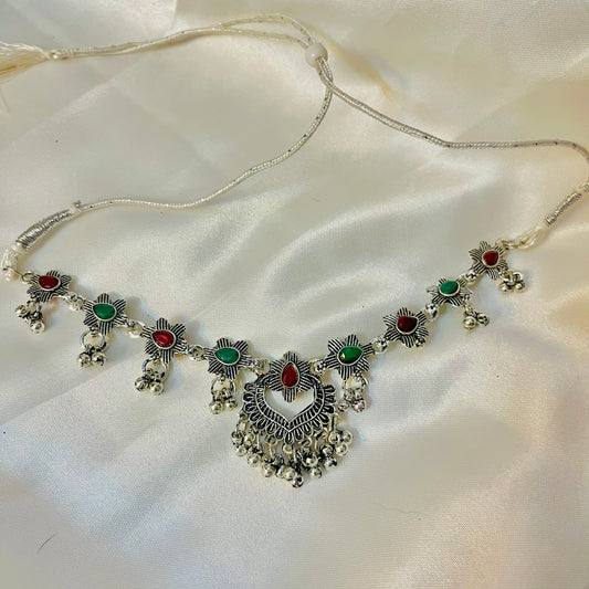 Red & Green Stone Jewellery Set