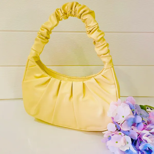 Ruched Yellow Handbag