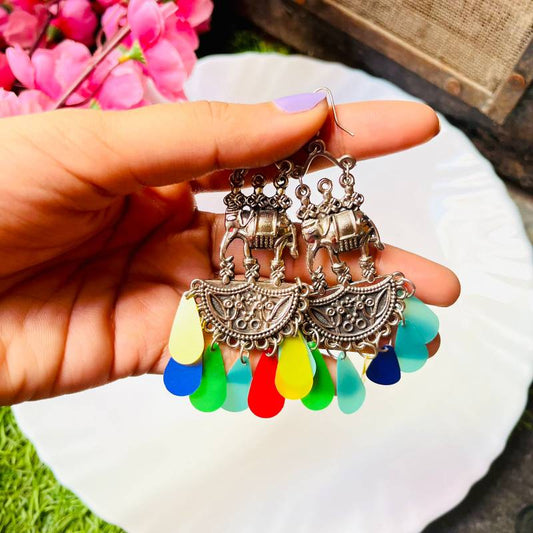 Colourful Elephant Jhumka