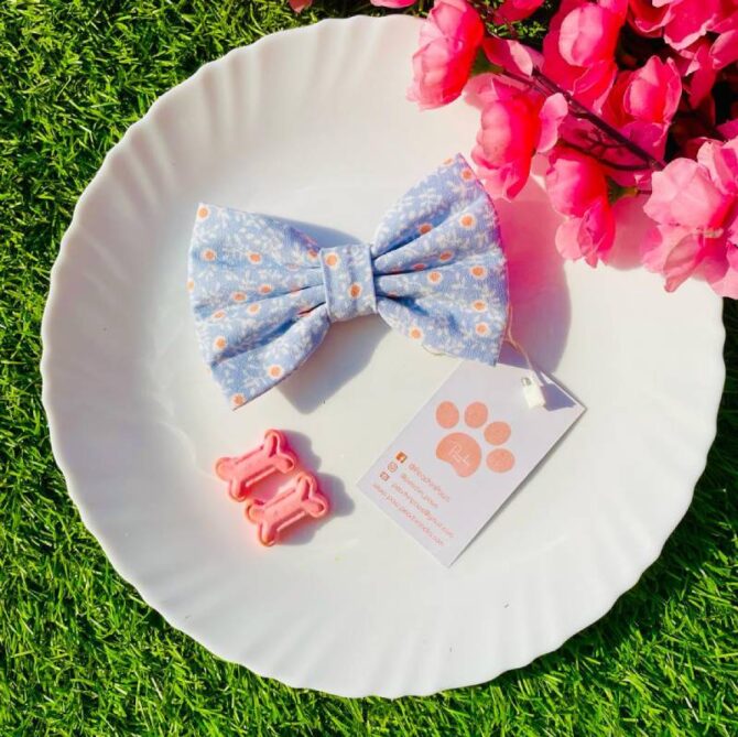 Blue Floral Bow+Scrunchie - Image 4