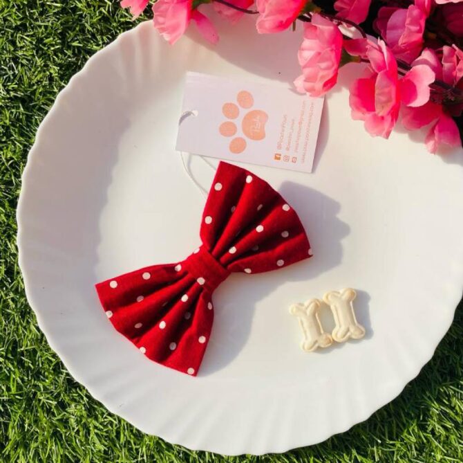 Red Polka Bow+Scrunchie - Image 2
