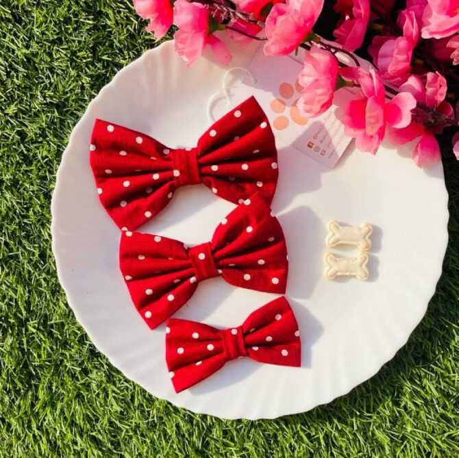 Red Polka Bow+Scrunchie - Image 3