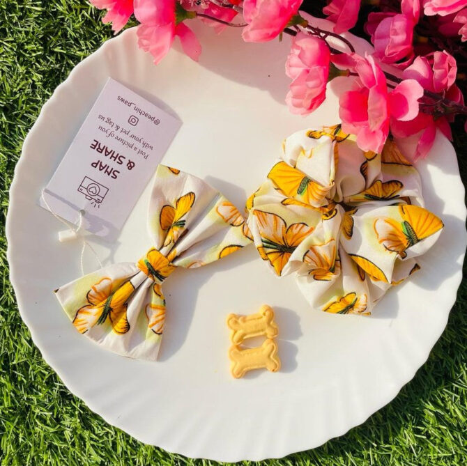 Yellow Butterfly Bow+Scrunchie - Image 2