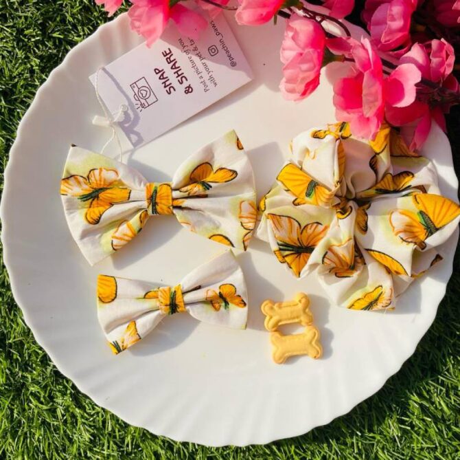 Yellow Butterfly Bow+Scrunchie - Image 3