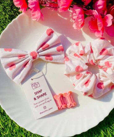 Pink Heart Bow+Scrunchie