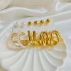 Trendy pack of 6 Golden and Pearl Earrings - Image 2